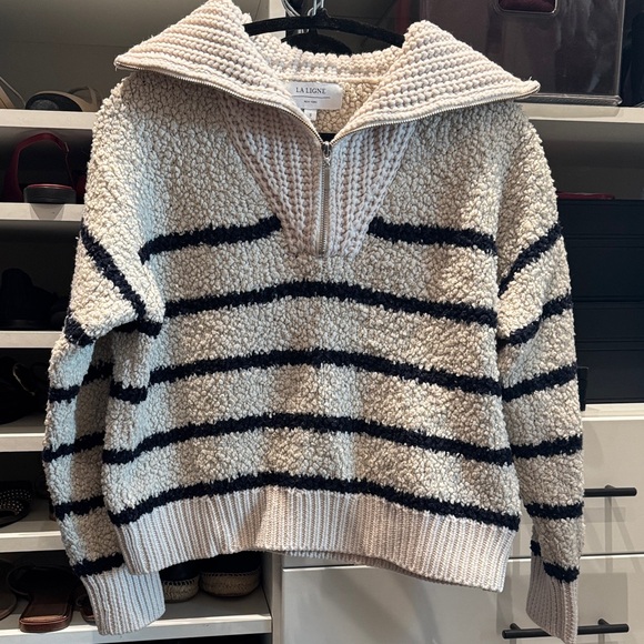 La Ligne Striped Fleece Pullover Sweater - Picture 1 of 3